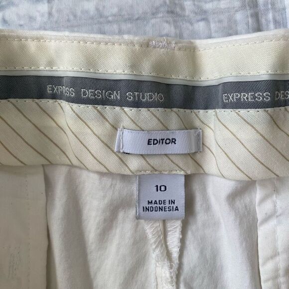 Express Design Studio editor women 10 cotton blend white chino shorts - Picture 4 of 10